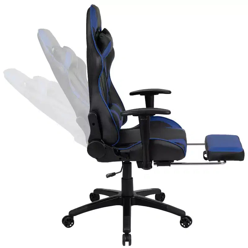 Ensemble bureau Emma et Oliver - Bureau gaming, porte-gobelet, support casque et fauteuil inclinable