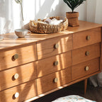 Commode contemporaine extra large à 9 tiroirs en pin brun