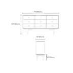 Commode contemporaine extra large à 9 tiroirs en pin brun