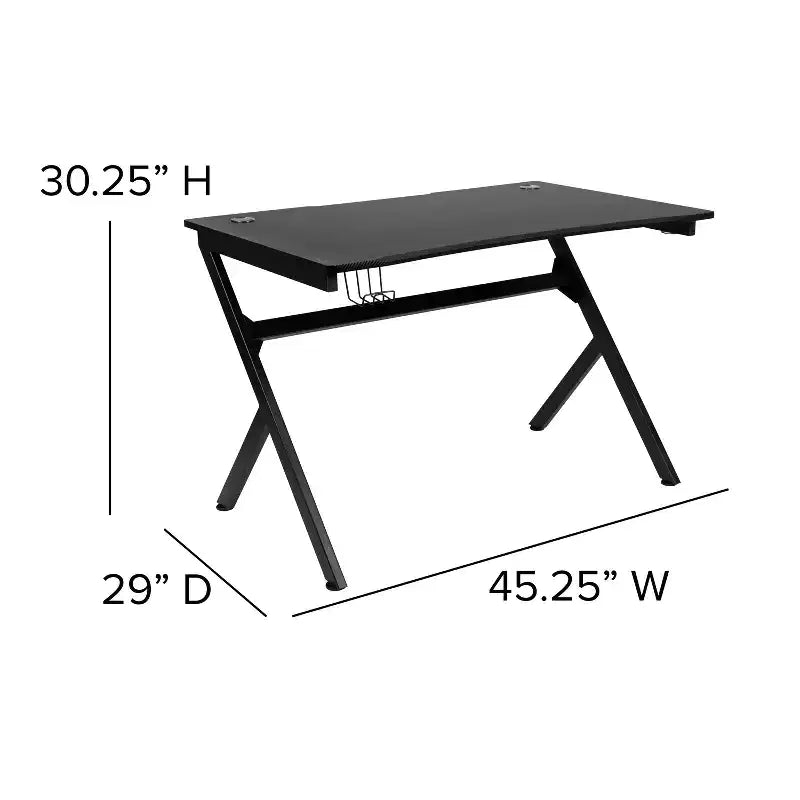 Ensemble bureau gamer et chaise de course Flash Furniture avec porte-gobelet, support de casque et 2 trous de gestion des câbles