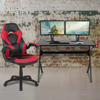 Ensemble bureau gamer et chaise de course Flash Furniture avec porte-gobelet, support de casque et 2 trous de gestion des câbles