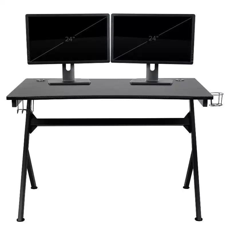Ensemble bureau gamer et chaise de course Flash Furniture avec porte-gobelet, support de casque et 2 trous de gestion des câbles