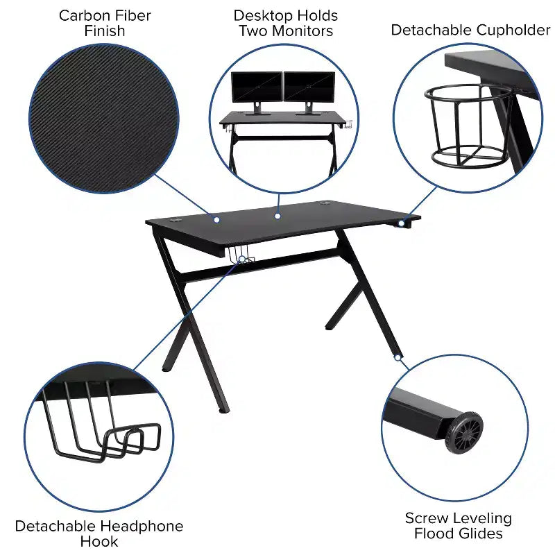 Ensemble de jeu Emma et Oliver – Bureau, porte-gobelet/support de casque et chaise inclinable