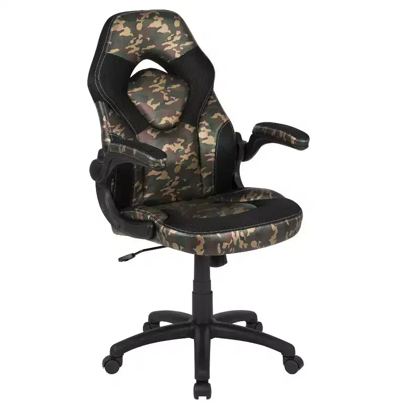 Ensemble bureau de jeu et chaise de course Flash Furniture avec porte-gobelet, crochet pour casque et tapis de souris amovible – 2 trous de gestion des câbles