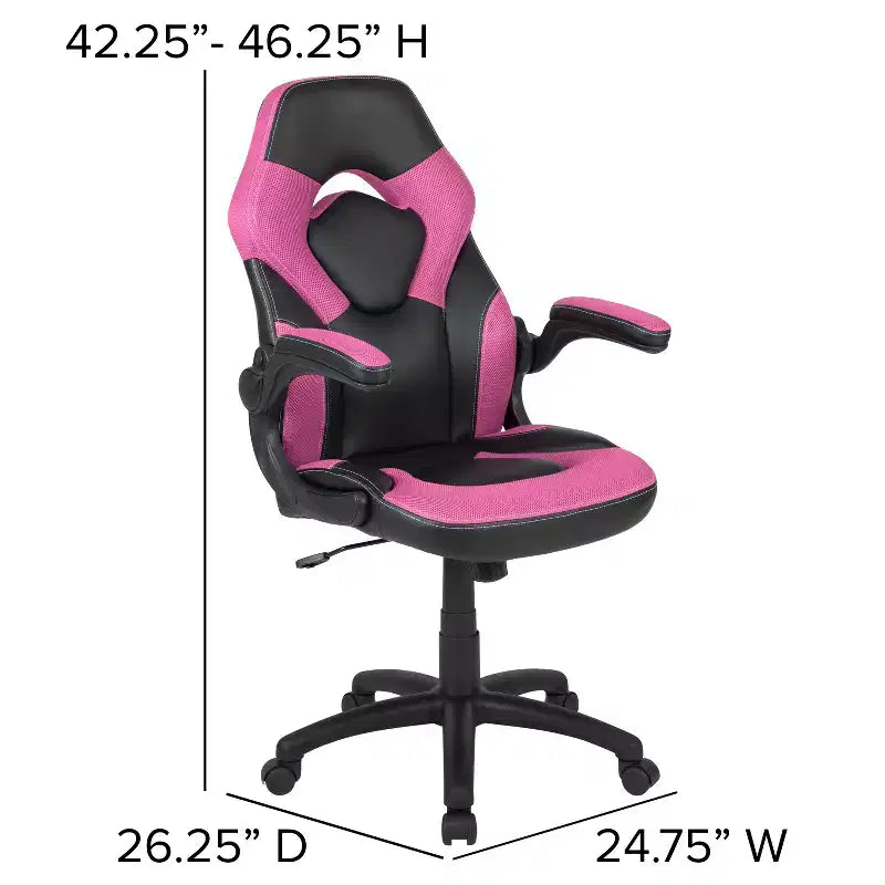 Ensemble bureau de jeu et chaise de course Flash Furniture avec porte-gobelet, crochet pour casque et tapis de souris amovible – 2 trous de gestion des câbles