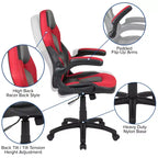Ensemble bureau de jeu et chaise de course Flash Furniture avec porte-gobelet, crochet pour casque et tapis de souris amovible – 2 trous de gestion des câbles