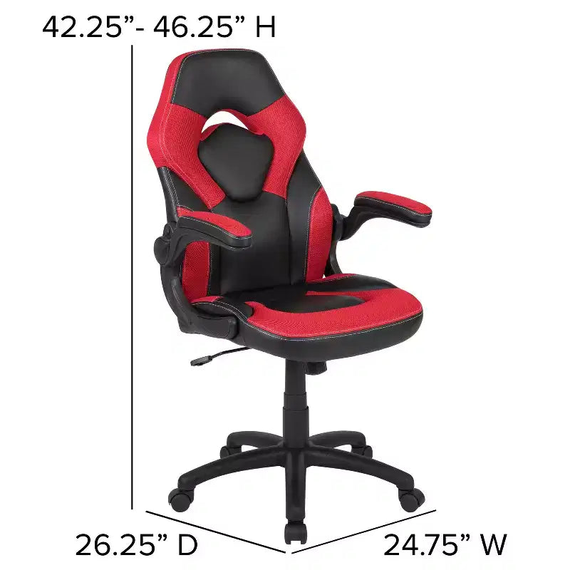 Ensemble bureau de jeu et chaise de course Flash Furniture avec porte-gobelet, crochet pour casque et tapis de souris amovible – 2 trous de gestion des câbles