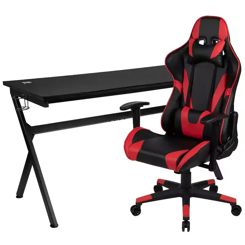 Emma and Oliver Gaming Desk Bundle - Cup/Headset Holder/Mouse Pad Top