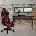 Ensemble de bureau gaming Emma et Oliver - Support de tasse/casque/Inclinable et repose-pieds