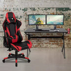 Ensemble bureau de gaming et fauteuil de gaming inclinable Flash Furniture avec porte-gobelet, support pour casque et 2 trous passe-câbles