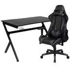 Flash Furniture Gaming Desk and Reclining Gaming Chair Set with Cup Holder, Headphone Hook & 2 Wire Management Holes