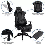 Flash Furniture Bureau de jeu et ensemble chaise de jeu inclinable avec repose-pieds - Porte-gobelet/Crochet pour casque/Tapis de souris amovible/Gestion des câbles