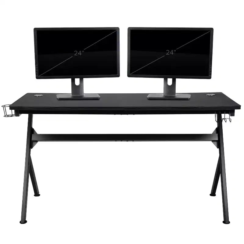 Flash Furniture Bureau de jeu et ensemble chaise de jeu inclinable avec repose-pieds - Porte-gobelet/Crochet pour casque/Tapis de souris amovible/Gestion des câbles