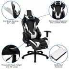 Flash Furniture Bureau de jeu et ensemble chaise de jeu inclinable avec repose-pieds - Porte-gobelet/Crochet pour casque/Tapis de souris amovible/Gestion des câbles