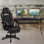Bureau de jeu Flash Furniture avec porte-gobelet/crochet pour casque/tapis de souris amovible et chaise de jeu avec dossier inclinable/accoudoirs et repose-pieds