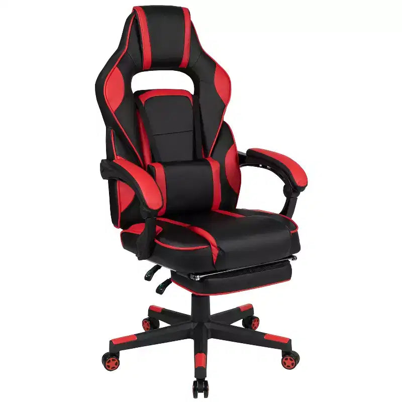 Bureau de jeu Flash Furniture avec porte-gobelet/crochet pour casque/tapis de souris amovible et chaise de jeu avec dossier inclinable/accoudoirs et repose-pieds