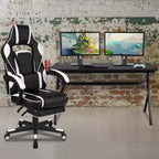 Bureau de jeu Flash Furniture avec porte-gobelet/crochet pour casque/tapis de souris amovible et chaise de jeu avec dossier inclinable/accoudoirs et repose-pieds