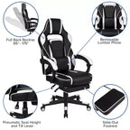 Bureau de jeu Flash Furniture avec porte-gobelet/crochet pour casque/tapis de souris amovible et chaise de jeu avec dossier inclinable/accoudoirs et repose-pieds