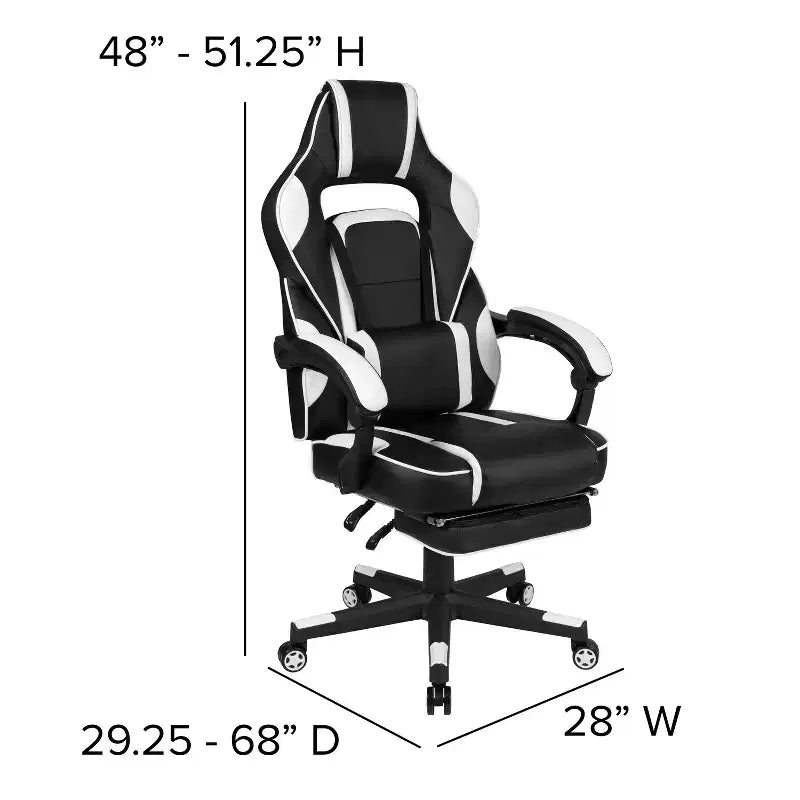 Bureau de jeu Flash Furniture avec porte-gobelet/crochet pour casque/tapis de souris amovible et chaise de jeu avec dossier inclinable/accoudoirs et repose-pieds