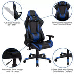 Sedia da gaming ergonomica da corsa Emma e Oliver con schienale completamente reclinabile in similpelle rossa