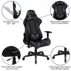Sedia da gaming ergonomica da corsa Emma e Oliver con schienale completamente reclinabile in similpelle rossa
