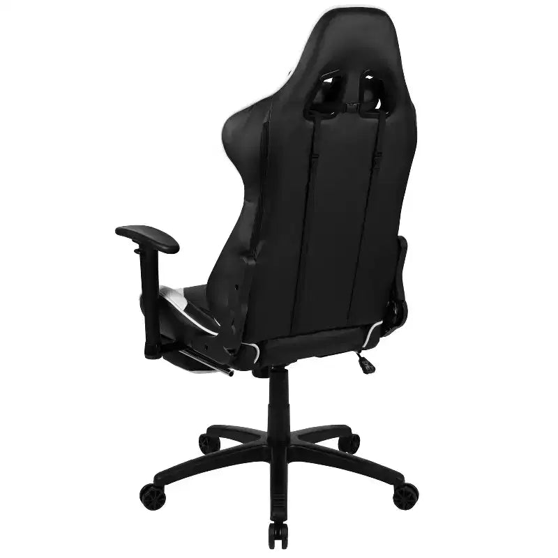 Sedia ergonomica da gaming Emma and Oliver Racing con schienale reclinabile e poggiapiedi in pelle sintetica rossa