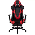 Sedia ergonomica da gaming Emma and Oliver Racing con schienale reclinabile e poggiapiedi in pelle sintetica rossa