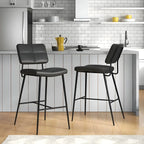 Tabourets de bar/comptoir bas en cuir noir pour cuisine