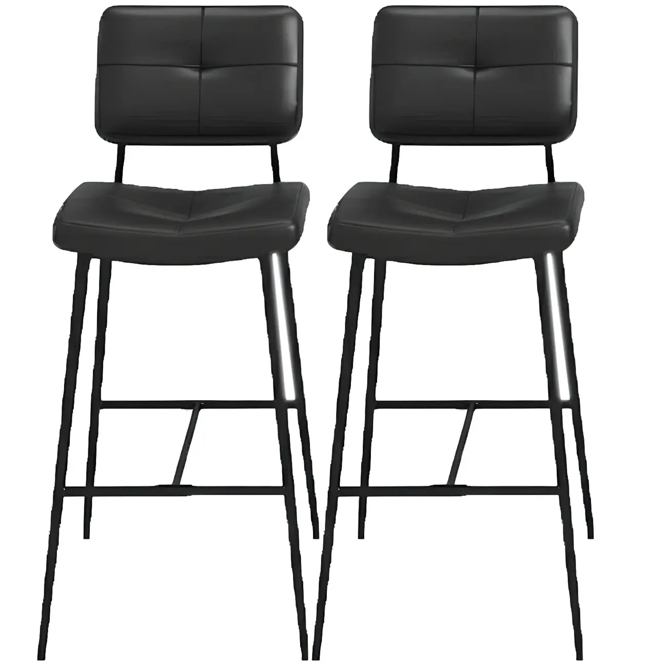 Tabourets de bar/comptoir bas en cuir noir pour cuisine