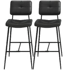 Tabourets de bar/comptoir bas en cuir noir pour cuisine