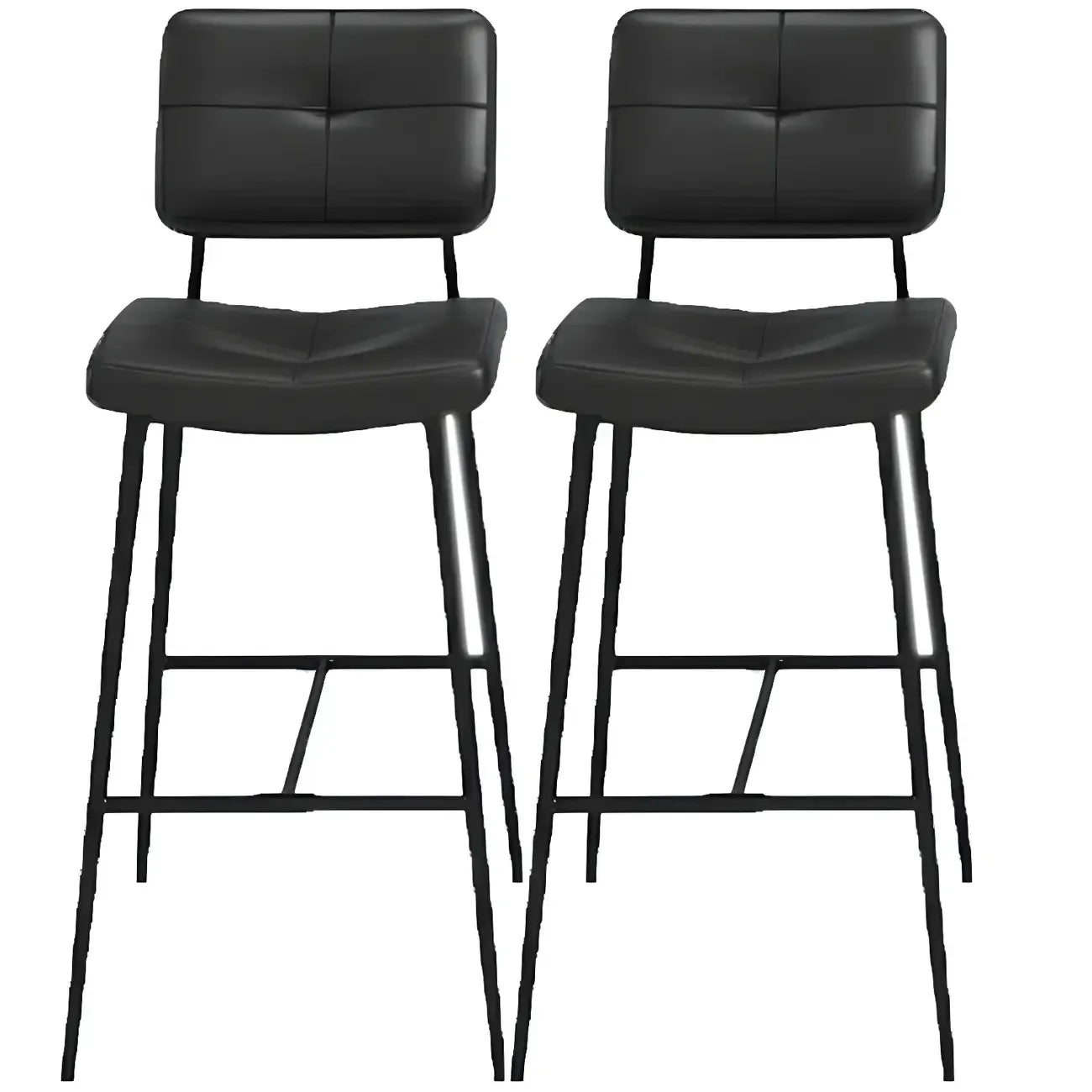 Tabourets de bar/comptoir bas en cuir noir pour cuisine