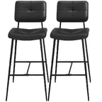 Tabourets de bar/comptoir bas en cuir noir pour cuisine