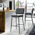 Tabourets de bar/comptoir bas en cuir noir pour cuisine
