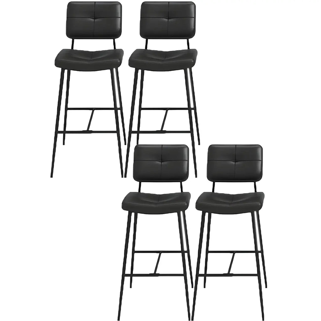Tabourets de bar/comptoir bas en cuir noir pour cuisine