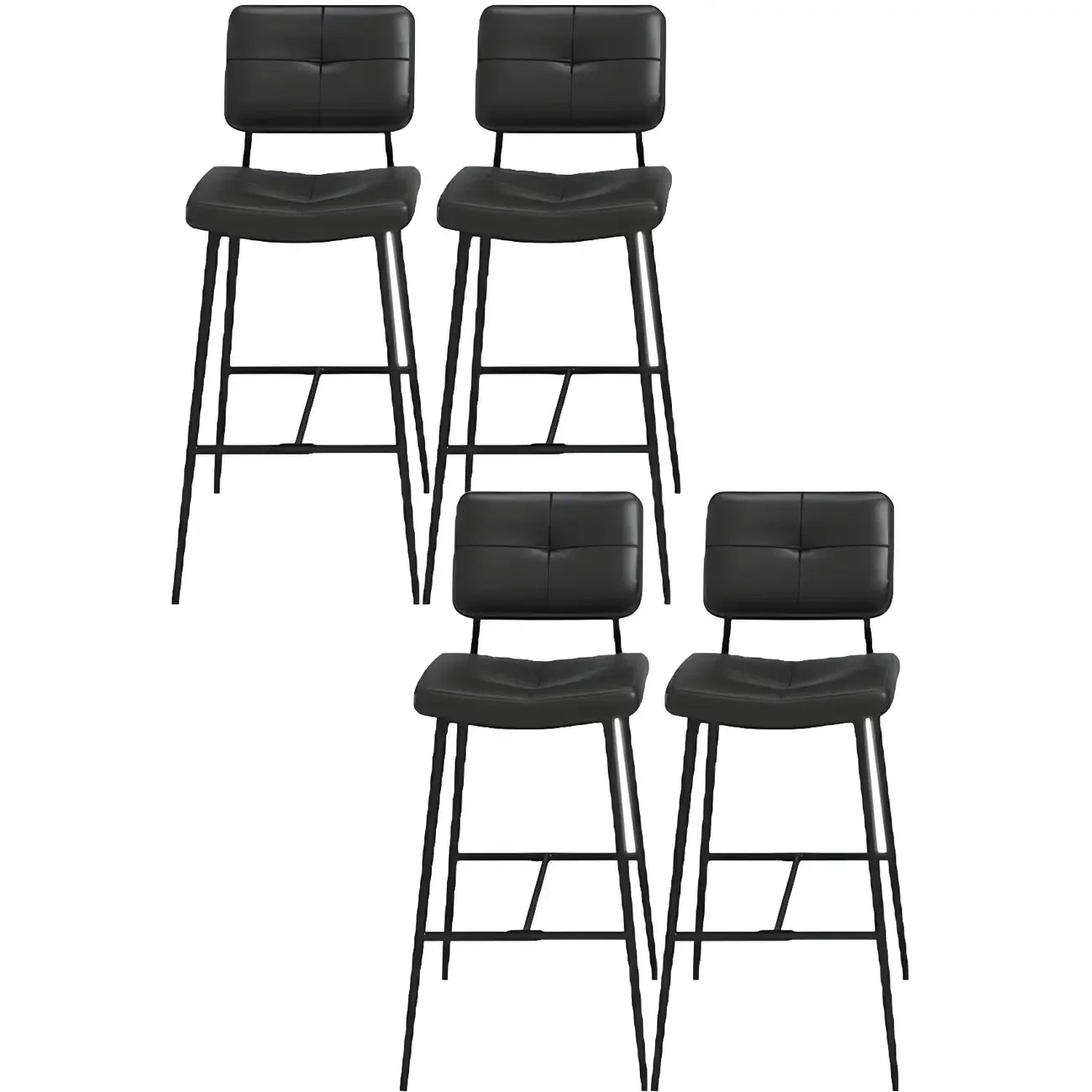 Tabourets de bar/comptoir bas en cuir noir pour cuisine