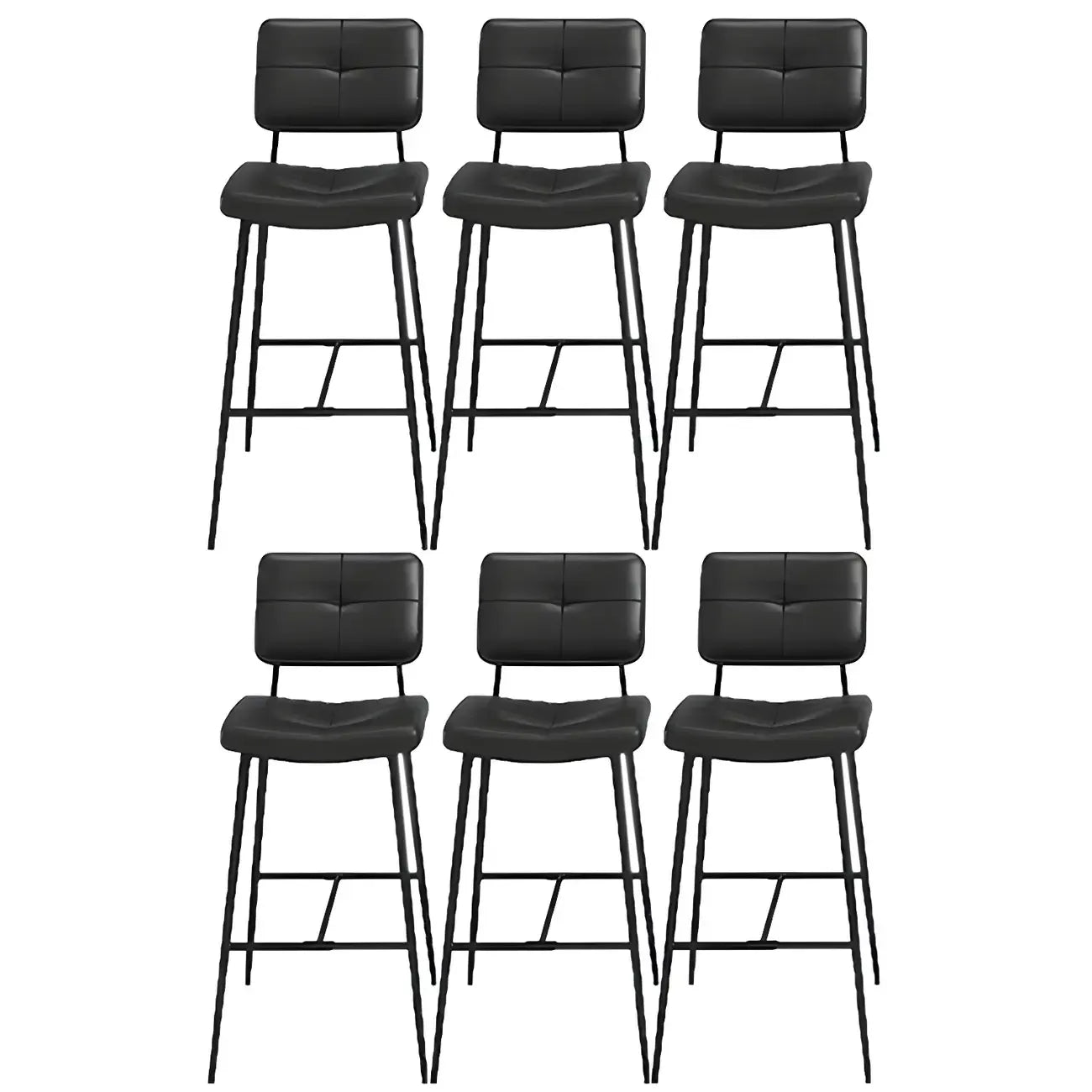 Tabourets de bar/comptoir bas en cuir noir pour cuisine