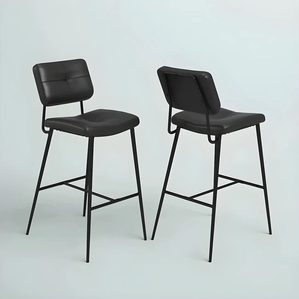 Tabourets de bar/comptoir bas en cuir noir pour cuisine
