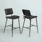 Tabourets de bar/comptoir bas en cuir noir pour cuisine