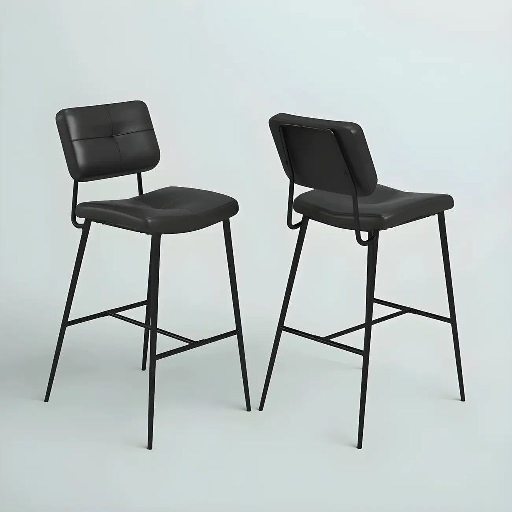 Tabourets de bar/comptoir bas en cuir noir pour cuisine