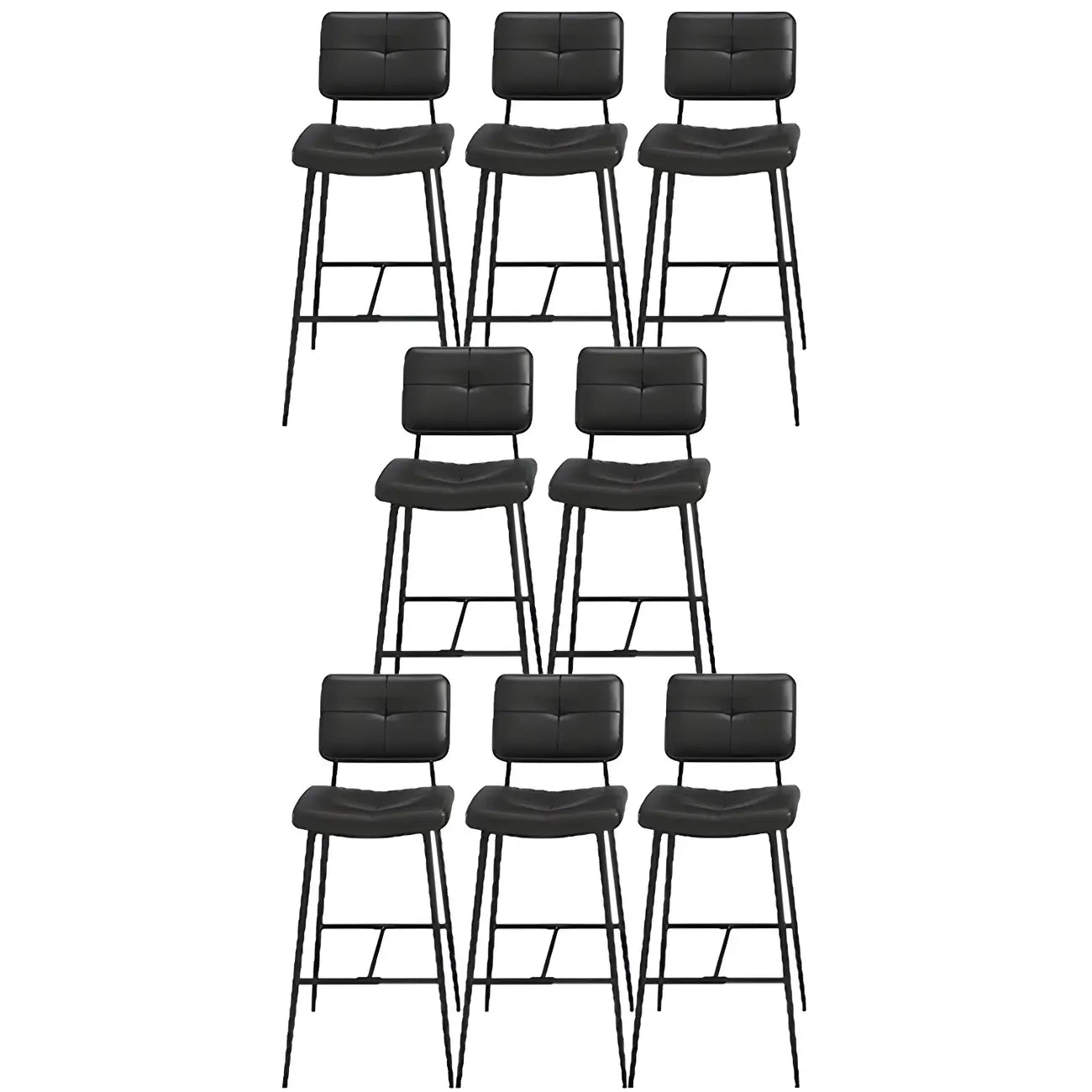 Tabourets de bar/comptoir bas en cuir noir pour cuisine