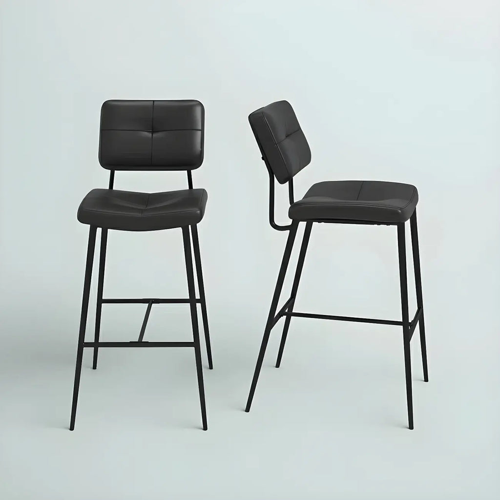 Tabourets de bar/comptoir bas en cuir noir pour cuisine