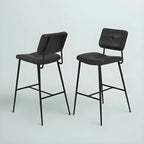 Tabourets de bar/comptoir bas en cuir noir pour cuisine