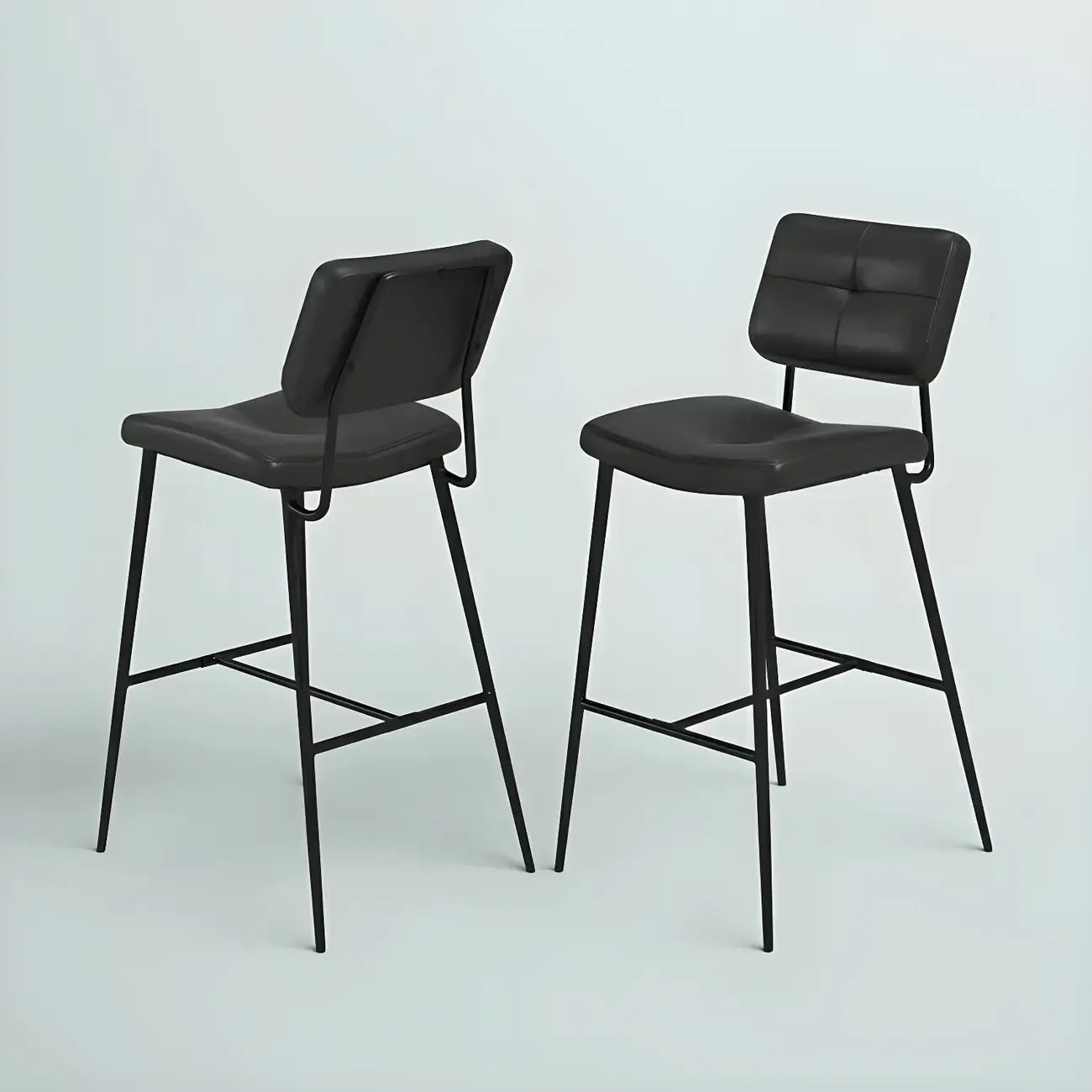 Tabourets de bar/comptoir bas en cuir noir pour cuisine