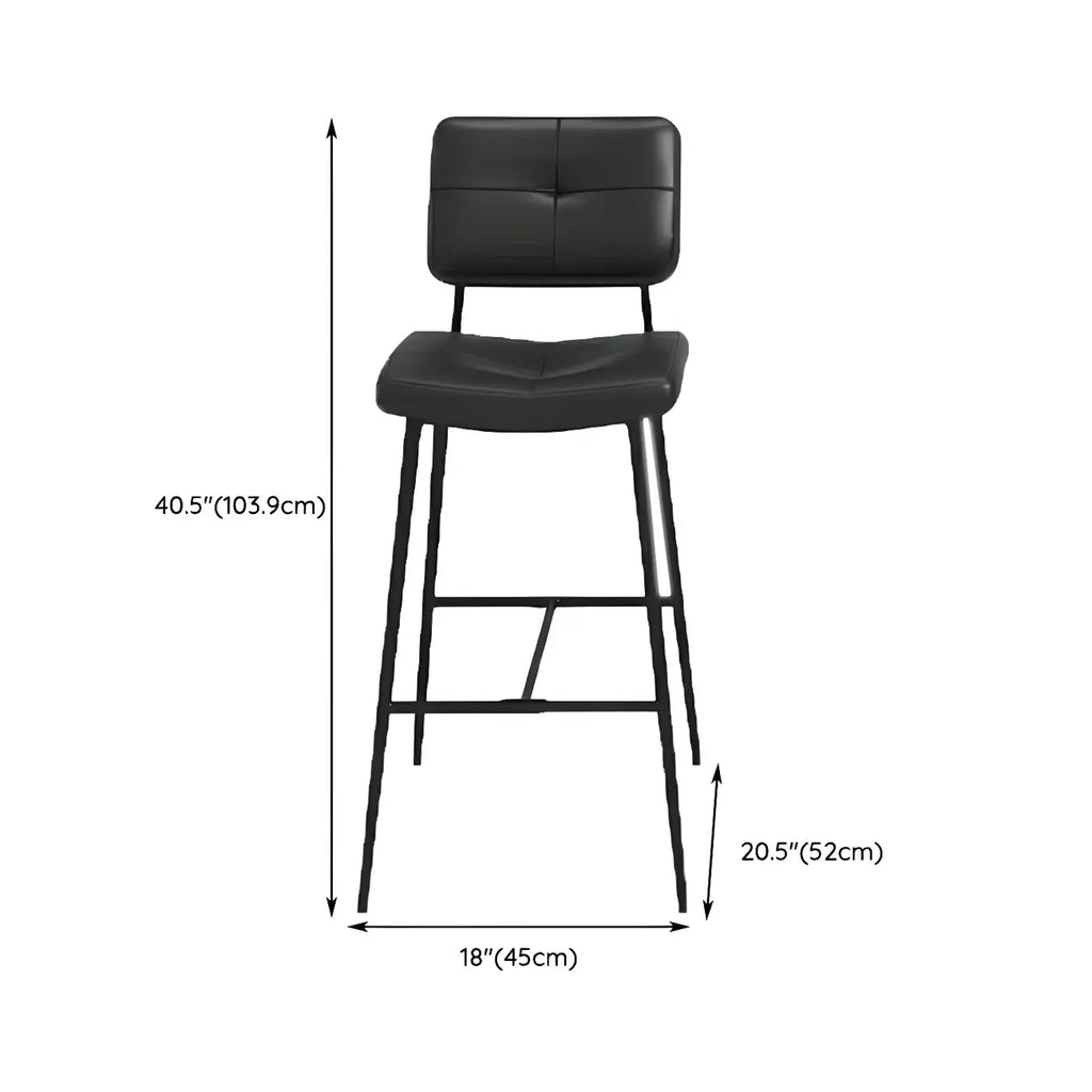 Tabourets de bar/comptoir bas en cuir noir pour cuisine
