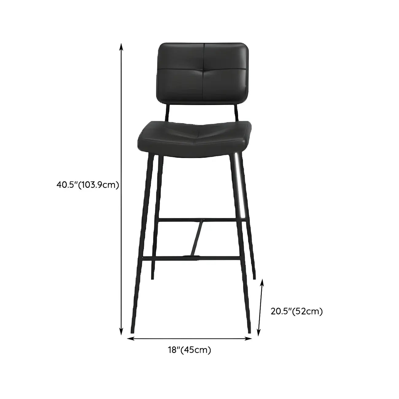Tabourets de bar/comptoir bas en cuir noir pour cuisine