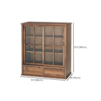 Credenza in legno marrone con ante in vetro e ripiani regolabili