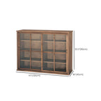 Credenza in legno marrone con ante in vetro e ripiani regolabili