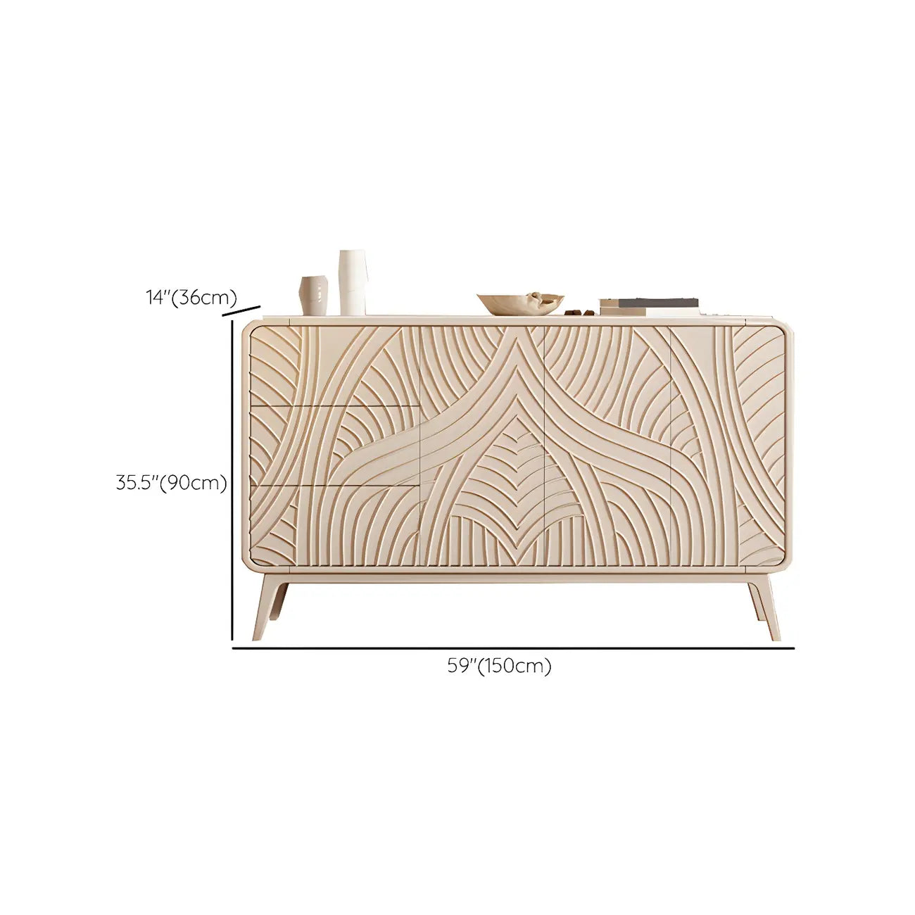 Commode glamour en bois blanc aux lignes saillantes et tiroirs à fermeture douce
