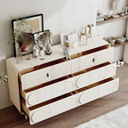 Commode classique en bois blanc avec poignées et tiroirs en métal