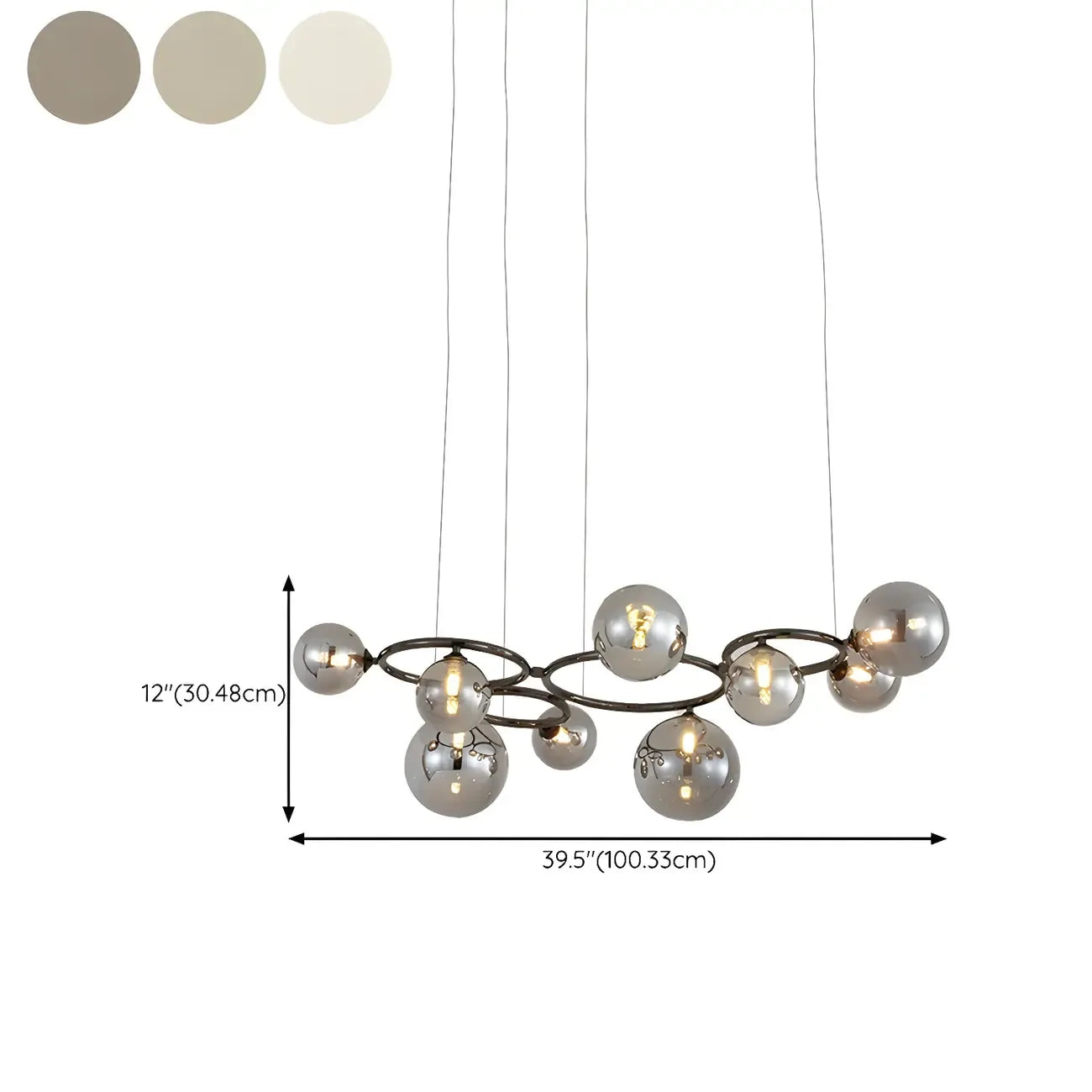 Suspensions artistiques modernes en verre globe pour îlot de cuisine